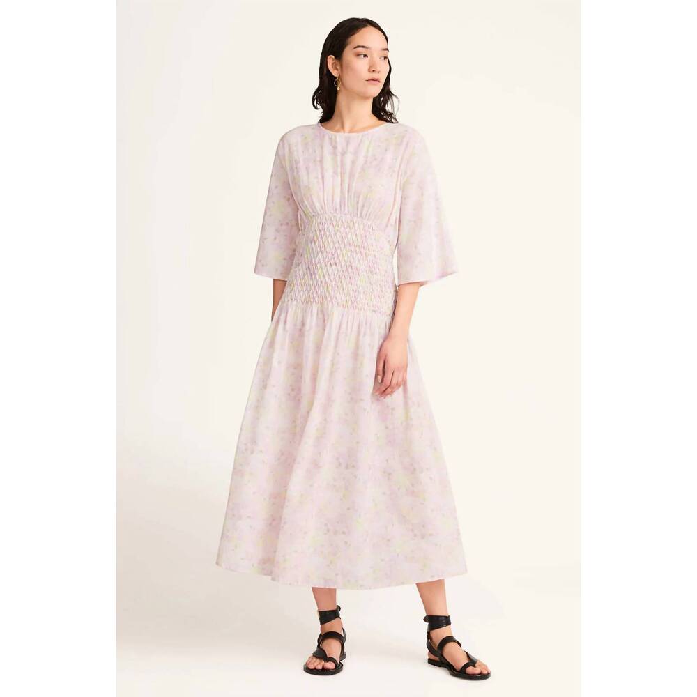 NEW MERLETTE alma midi dress in pink citrine mosaic